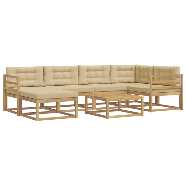vidaXL Ensemble de canapés d'extérieur 7 pc Blanc et Beige