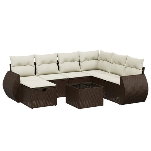 vidaXL Salon de jardin 8 Pièces avec coussins marron résine tressée