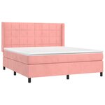 vidaXL Sommier à lattes de lit matelas et LED Rose 180x200 cm Velours