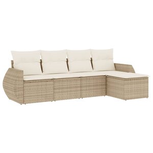 vidaXL Salon de jardin avec coussins 5 Pièces beige résine tressée