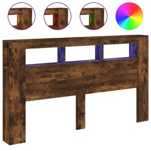 vidaXL Tête de lit à LED chêne fumé 180x18 5x103 5cm bois d'ingénierie