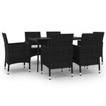 vidaXL Ensemble à manger de jardin coussins 7 Pièces Résine tressée Verre