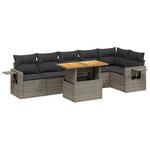 vidaXL Salon de jardin avec coussins 7 Pièces gris résine tressée