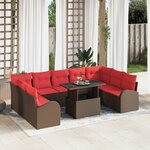 vidaXL Ensemble de canapé de jardin 10 Pièces Marron polyrotin