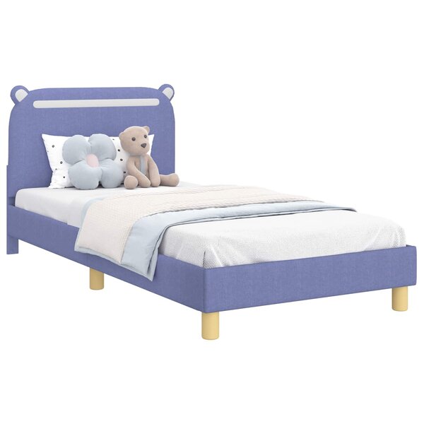 vidaXL Cadre de lit pour enfants avec tête de lit Bleu denim tissu