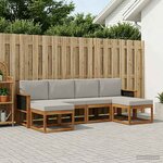 vidaXL Ensemble de canapés d'extérieur 6 pc Naturel et gris clair
