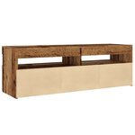 vidaXL Meuble TV avec lumières LED vieux bois bois d'ingénierie