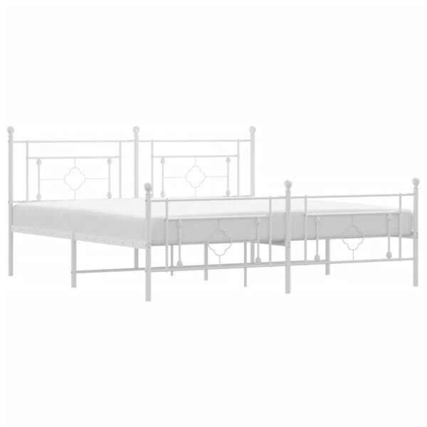 vidaXL Cadre de lit métal avec tête de lit/pied de lit blanc 183x213cm