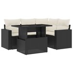 vidaXL Salon de jardin 5 Pièces avec coussins noir résine tressée