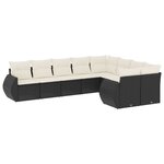 vidaXL Salon de jardin 9 Pièces avec coussins noir résine tressée