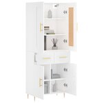vidaXL Buffet haut Blanc 69 5x34x180 cm Bois d'ingénierie