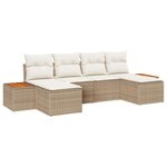 vidaXL Ensemble de canapé de jardin 6 Pièces Beige et crème Poly Rattan