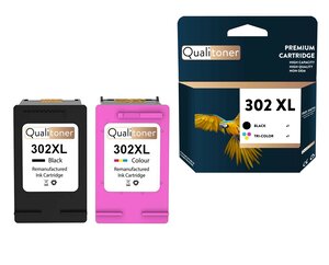 Qualitoner - 2 cartouche compatible pour hp 302xl + 302clxl 302 xl + 302cl xl noir + couleur ()