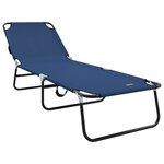 vidaXL Transat pliant 2 Pièces portable en tissu Oxford bleu 600D