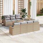 vidaXL Ensemble de canapé de jardin 8 Pièces Beige Poly rotin