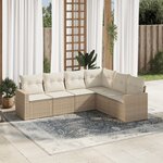 vidaXL Salon de jardin avec coussins 6 Pièces beige résine tressée