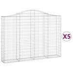 vidaXL Paniers à gabions arqués 5 Pièces 200x30x140/160 cm Fer galvanisé