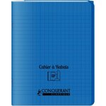 Cahier 48 pages seyès 90 g avec couverture polypropylène bleu 3 rabats  format 17 x 22 cm CONQUERANT