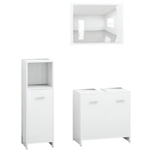 vidaXL Ensemble de meubles de salle de bain 3Pièces Blanc Bois ingénierie