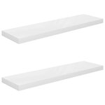 vidaXL Étagère murale flottante 2 Pièces Blanc brillant 90x23 5x3 8cm MDF