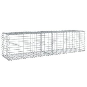 vidaXL Panier gabion avec couvercle 200x50x50 cm fer galvanisé