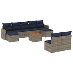 vidaXL Salon de jardin 10 Pièces avec coussins gris résine tressée