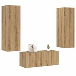 vidaXL Meubles TV muraux 3 Pièces chêne artisanal bois d'ingénierie