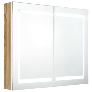 vidaXL Armoire de salle de bain à miroir à LED Blanc et chêne