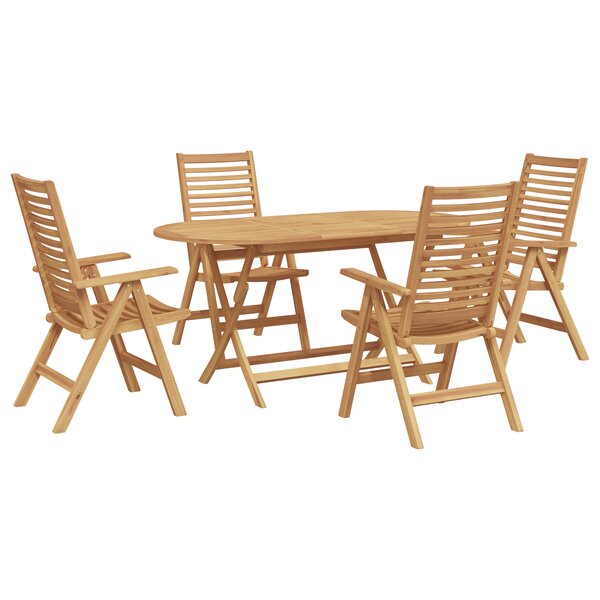 Ensemble de jardin vidaXL 5 pièces en bois massif de teck pliable