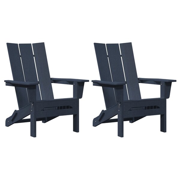 Chaises Adirondack Pliables vidaXL 2 Pièces Bleu Marine 74.5x80.5x90 cm HDPE