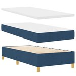 vidaXL Lit à ressorts avec tête de lit Bleu 90 x 200 cm tissu