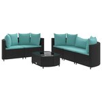 vidaXL Salon de jardin 6 Pièces avec coussins noir résine tressée