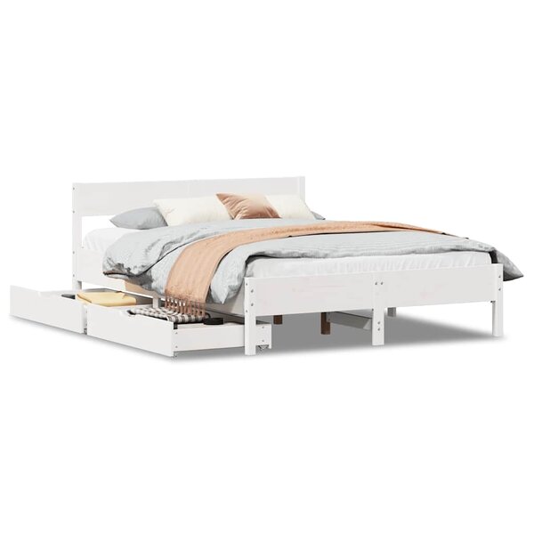 vidaXL Cadre de lit sans matelas blanc 120x200 cm bois de pin massif