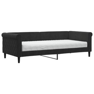 vidaXL Lit de jour avec matelas noir 90x200 cm velours