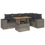 vidaXL Salon de jardin 6 Pièces avec coussins gris résine tressée