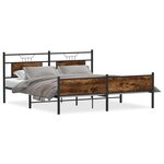 vidaXL Cadre de lit en métal sans matelas chêne fumé 180x200 cm