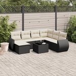 vidaXL Salon de jardin 8 Pièces avec coussins noir résine tressée