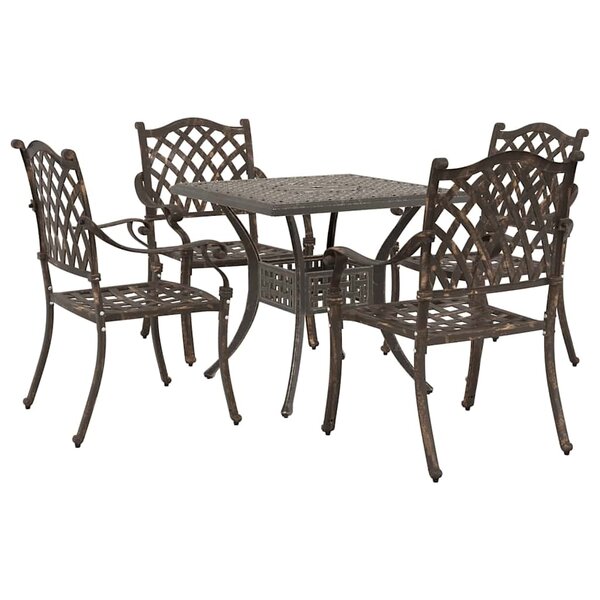 vidaXL Ensemble de tables de jardin 5 Pièces Bronze Aluminium coulé