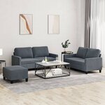 vidaXL Ensemble de canapés 3 Pièces avec coussins Gris foncé Velours