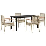 vidaXL Ensemble à manger de jardin avec coussins 5Pièces Beige poly rotin
