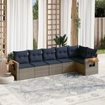 vidaXL Salon de jardin 6 Pièces avec coussins gris résine tressée