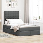 vidaXL Lit avec rangement et matelas Gris foncé 120 x 190 cm tissu