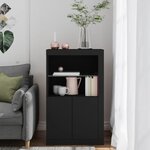 vidaXL Armoire latérale avec lumières LED noir bois d'ingénierie