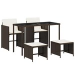 vidaXL Ensemble à manger de jardin 5 Pièces et coussins marron poly rotin
