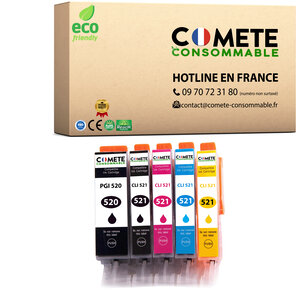 Cartouche 520/521xl Pack de 5 Compatibles Comete, Entreprise Française