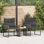 vidaXL Ensemble de meubles d'extérieur 7 Pièces Gris et Gris foncé