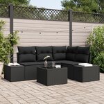 vidaXL Ensemble de canapé de jardin 5 pièces avec coussins Beige Poly Rattan