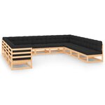 vidaXL Salon de jardin 11 Pièces avec coussins anthracite Pin massif