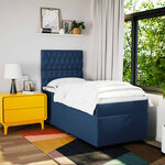 vidaXL Sommier à lattes de lit avec matelas Bleu 90x190 cm Tissu