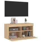 vidaXL Meuble TV mural avec lumières LED chêne sonoma 80x30x40 cm